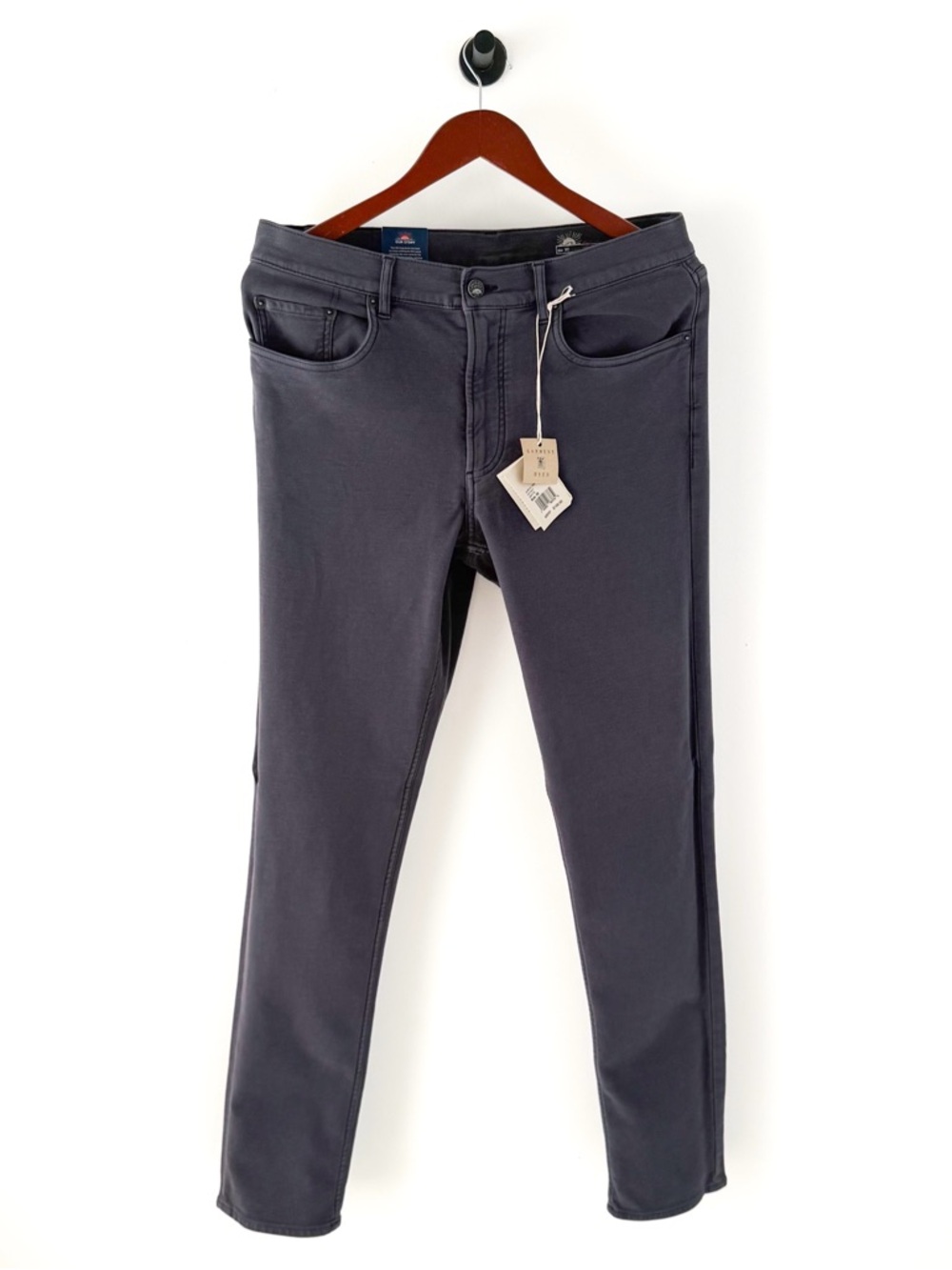 New Faherty Stretch Terry Five Pocket Pants Athletic Mens 33x34 New Blue Gray - Picture 5 of 13